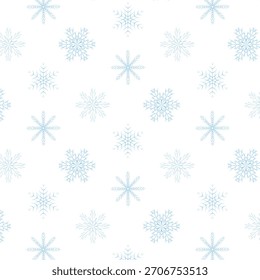 A collection of light blue snowflakes on a white background
