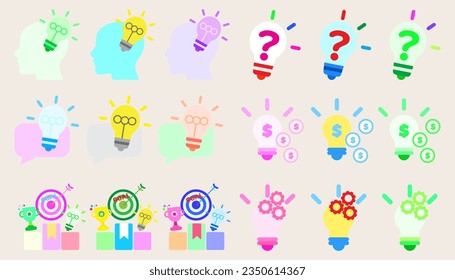 Collection Light Bulb Or Concept Idea.set of Light Bulb.