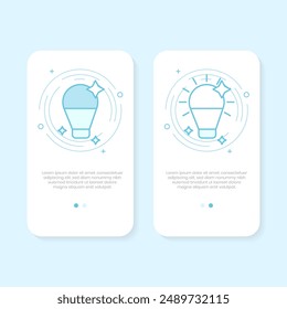 Collection of light bulb illustrations for onboarding screen user interface kit