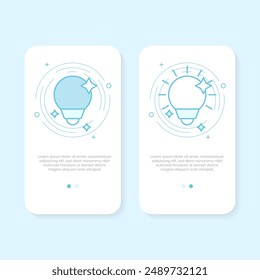 Collection of light bulb illustrations for onboarding screen user interface kit