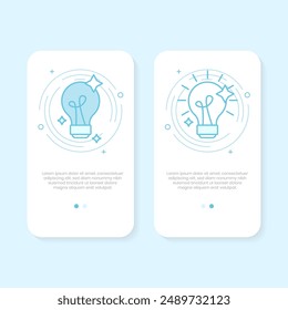 Collection of light bulb illustrations for onboarding screen user interface kit