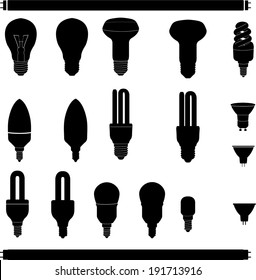 Collection Light Bulbs Set Vector Silhouette Stock Vector (Royalty Free ...