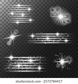 A collection of light effects including sparkles, stars, beams, light effect vector element set