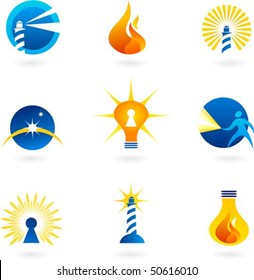 Collection of light and fire icons