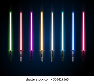 Collection of Light Futuristic Swords. Design Elements for Your Projects. Vector illustration. 