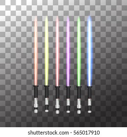 Collection of Light Futuristic Swords. Design Elements for Your Projects. Vector illustration.