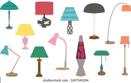 An collection of light and lamp illustrations