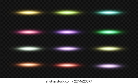 Collection light line, flares, explosions and sparkle effects. Effects, glare, lines, sparkles, explosions, lights. Vector illustration