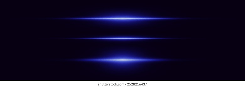Kollektion von Neonlinien mit Lichtmagie. Blendung von Laserstrahlen. Vektorgrafik