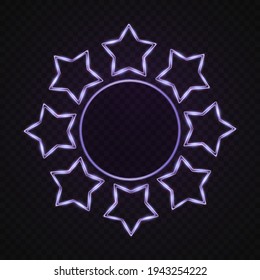 Collection of light neon frames.
Circle, oval, star.
Festive blue light strokes. Isolated on a transparent black background. Vector illustration.