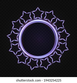 Collection of light neon frames.
Circle, oval, star.
Festive blue light strokes. Isolated on a transparent black background. Vector illustration.