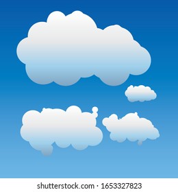 Collection of Light Blue Cloud Shape with Different Shape Icon