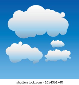 Collection of Light Blue Cloud Shape with Different Shape Icon
