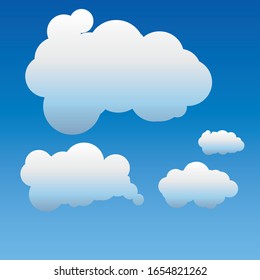 Collection of Light Blue Cloud Shape with Different Shape Icon
