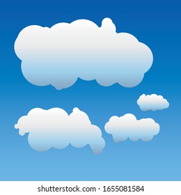Collection of Light Blue Cloud Shape with Different Shape Icon