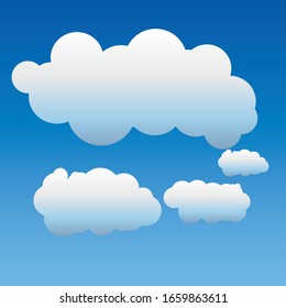 Collection of Light Blue Cloud Shape with Different Shape Icon