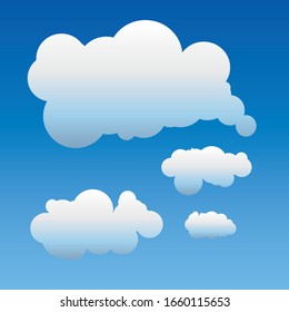 Collection of Light Blue Cloud Shape with Different Shape Icon