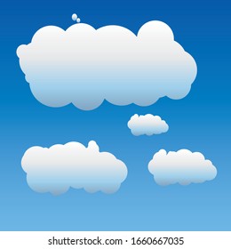 Collection of Light Blue Cloud Shape with Different Shape Icon