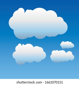 Collection of Light Blue Cloud Shape with Different Shape Icon
