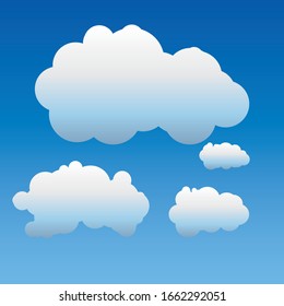 Collection of Light Blue Cloud Shape with Different Shape Icon