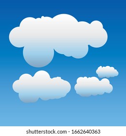 Collection of Light Blue Cloud Shape with Different Shape Icon