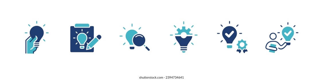 collection of lightbulb creative idea icon set business solution invention inspiration thinking vector illustration outline management creativity design for web and app