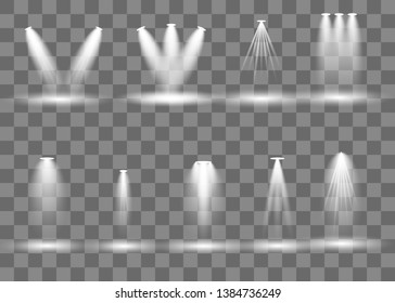 Collection of lighting scenes, transparent effects. Bright lighting with beautiful lights