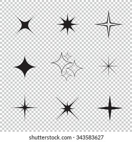 Collection of lighting sparkle isolated effect. Effect for background and design. Light patches of light. Bright stars. Set of effects.