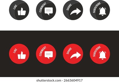 Coleção de ícones de assinatura de compartilhamento de comentários semelhantes definida para plataforma online