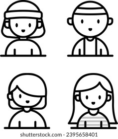 A Collection of Line Art Cute Character Icons