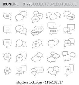 Collection of line art style vector icons of groups of Speech Bubbles