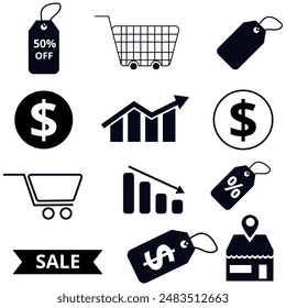 Kollektion von Line Art Supermarkt Vektorgrafik flache Icons für Websites und grafische Ressourcen.