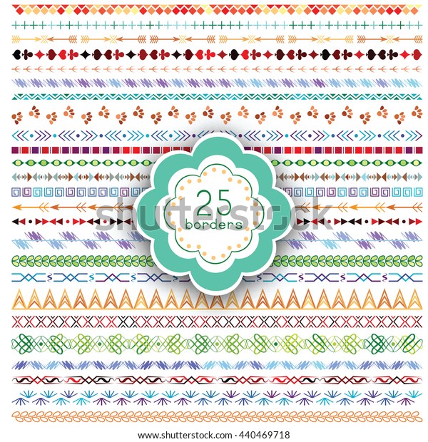 Download Collection Line Borders Bohemian Style Colorful Stock ...