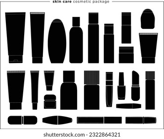 Collection of line cosmetic packages. Vector illustration. Skin and body care products