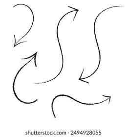 Collection of line and curved arrows. hand drawn arrows