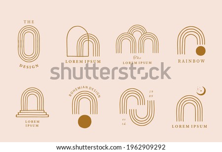 Collection of line design with curve,rainbow.Editable vector illustration for website, sticker, tattoo,icon