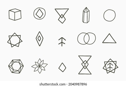 Collection of line design with geometric,shape.Editable vector illustration for website, sticker, tattoo,icon