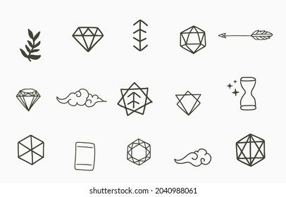 Collection of line design with geometric,shape.Editable vector illustration for website, sticker, tattoo,icon