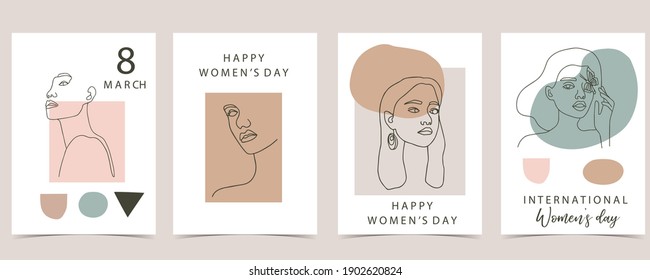Collection of line design with geometric,woman.Editable vector illustration for website, invitation,postcard and banner