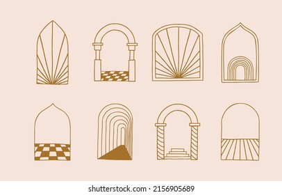 Collection of line design with sun,window,building.Editable vector illustration for social media,icon