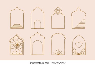 Collection of line design with window,door,arch.Editable vector illustration for website, sticker, tattoo,icon