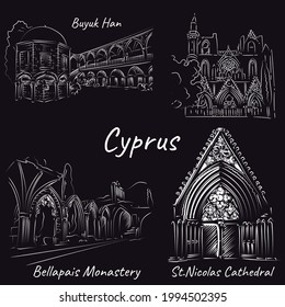 Collection Line drawing of Cyprus Landmarks.