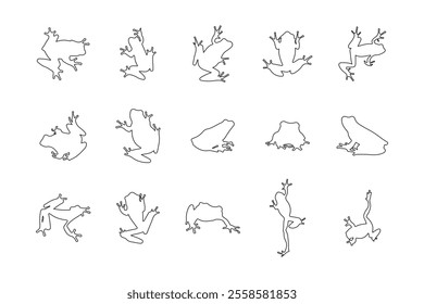 collection of line frogs, on a white background.