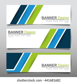 Collection line green and blue horizontal business banner set vector templates. clean modern geometric abstract background layout for website design. simple creative cover header. in rectangle size