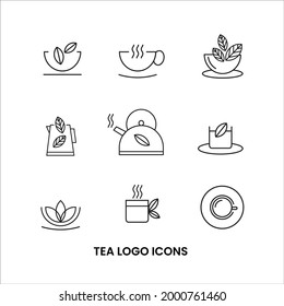 Colección de icono de línea o plantilla de logotipo para Tea 