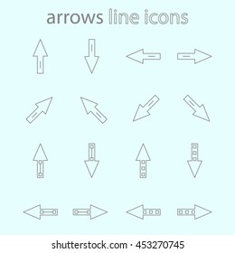 Collection line of icons and arrows directions. Set of modern icons of arrows.