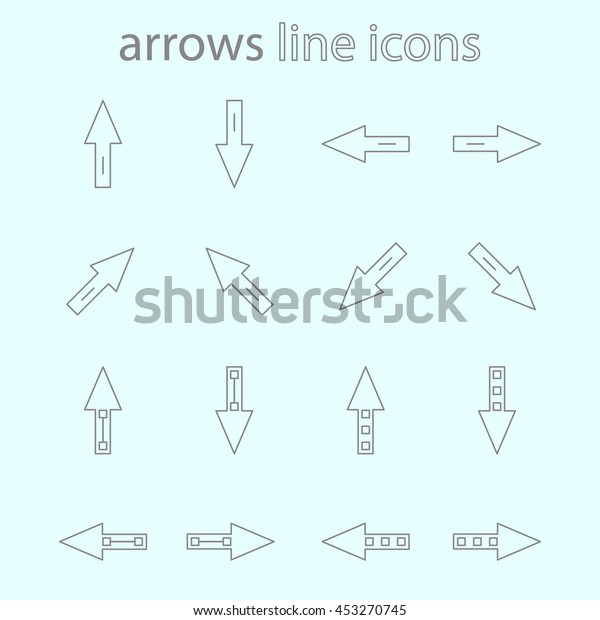 Collection line of icons and arrows directions.\
Set of modern icons of\
arrows.