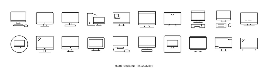 Colección de Line Icons of Computer. Trazo Editable. Pictograma lineal minimalista para el diseño de tarjetas, App, Anuncios, publicaciones