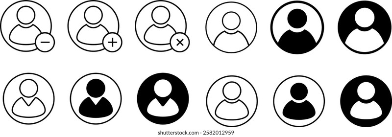 collection of line icons depicting people in various activities and professions, designed with thin lines for a modern and minimalistic look.