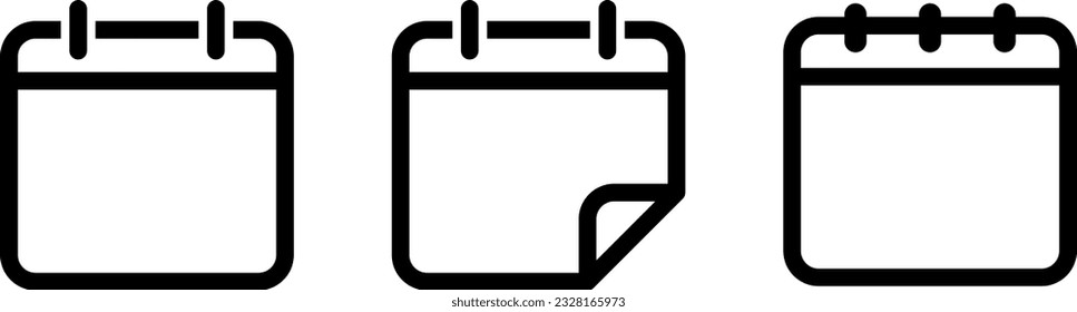 Colección de iconos de línea de páginas de hojas de extracción vacías como recordatorio de la programación de eventos
